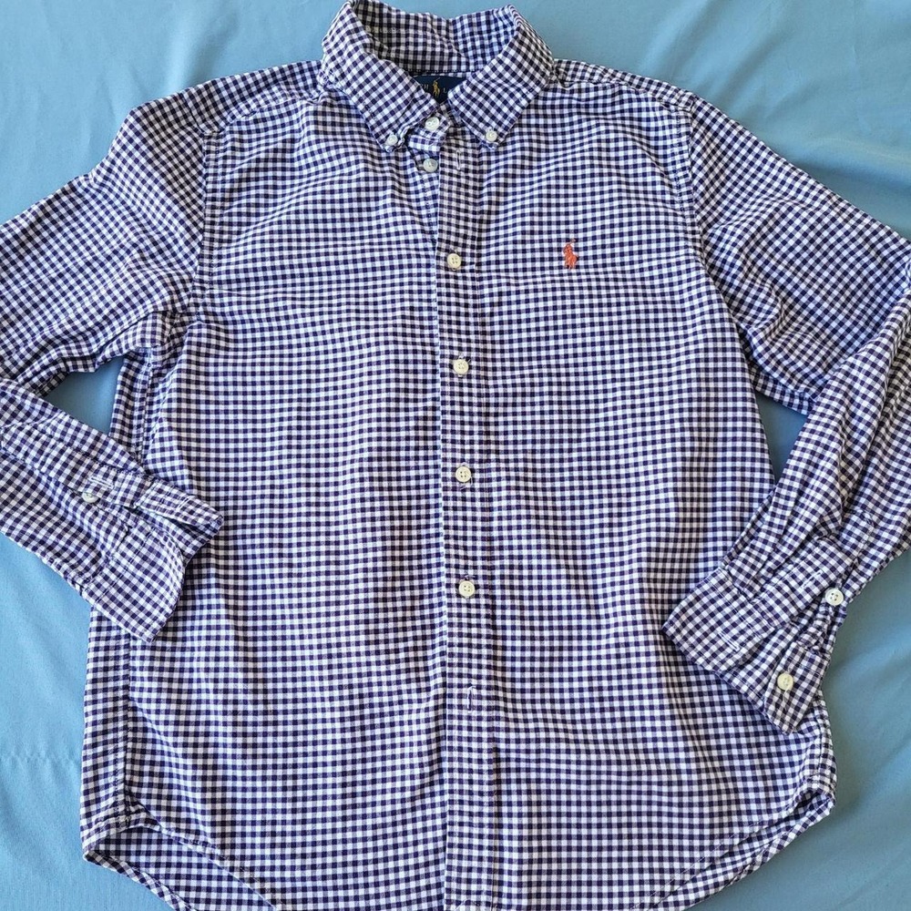 Ralph Lauren Boys Gingham Cotton Oxford Shirt